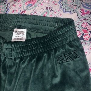AVAILABLE- Dark Green Velour Joggers (2/3)